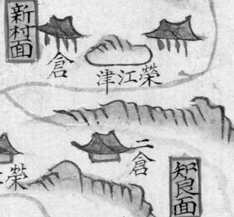 둥구나루터 - 『광여도』(나주)의 둥구나루터(영강진) 일대