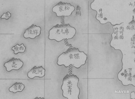 삼산면 - 『팔도군현지도(강화)』의 삼산면(석모로) 일대