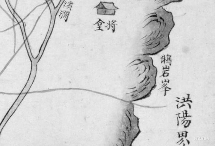 부엉바위 - 『해동지도』(해미)의 부엉바위(휴암봉) 일대