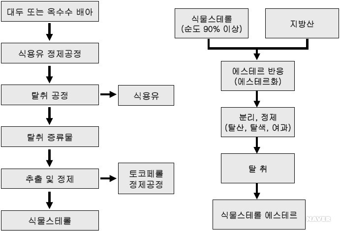 식물스테롤/식물스테롤에스테르(식물스테롤에스터) - 식물스테롤과 식물스테롤에스테르의 제조공정