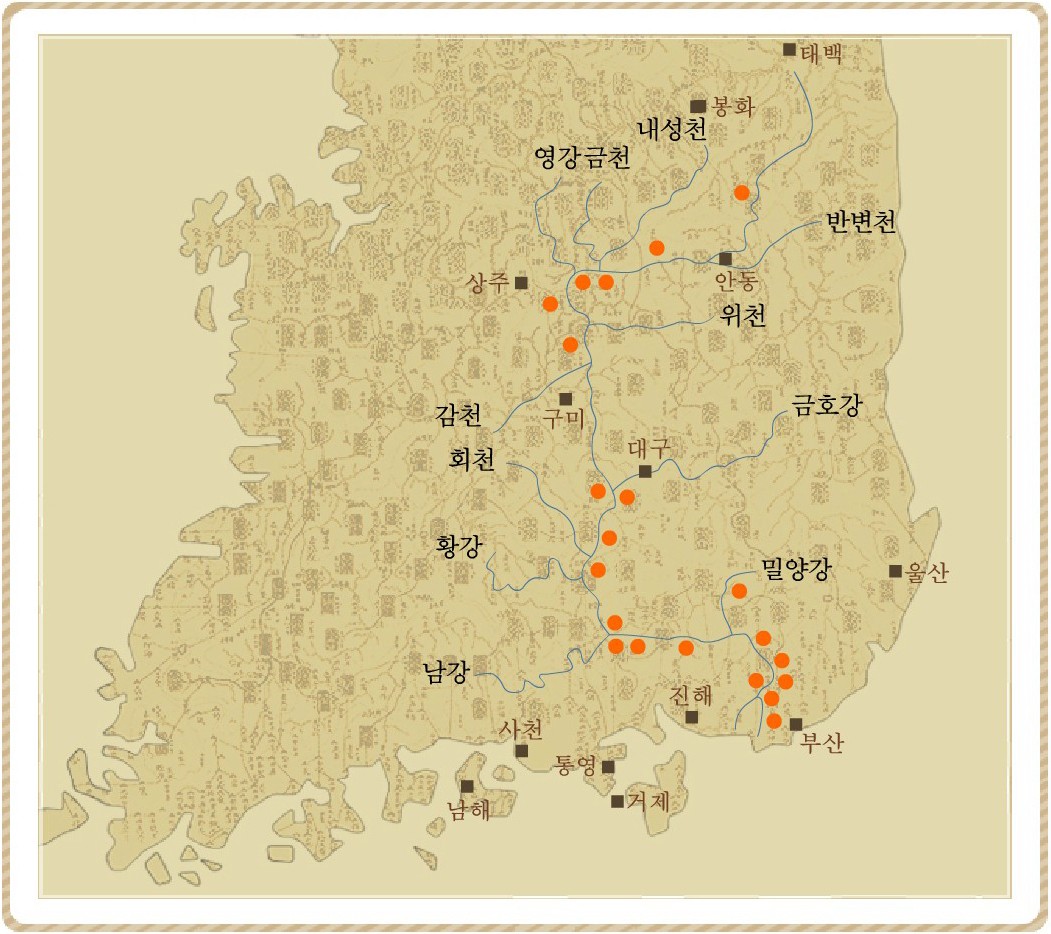 낙동강 주요 나루지도