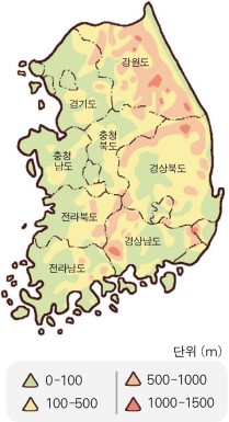 그림1. 해발 고도 단계 구분도