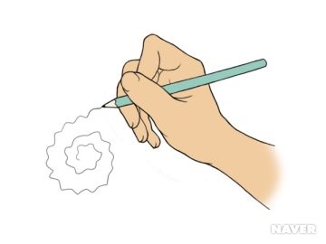 수전증 환자는 나선형을 그릴 때 매끄러운 곡선을 그리지 못함
