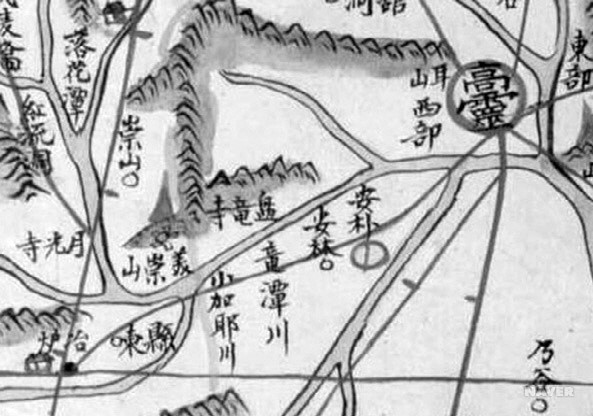 안림천 - 『동여도』(18첩 3면)의 안림첨(용담천) 일대