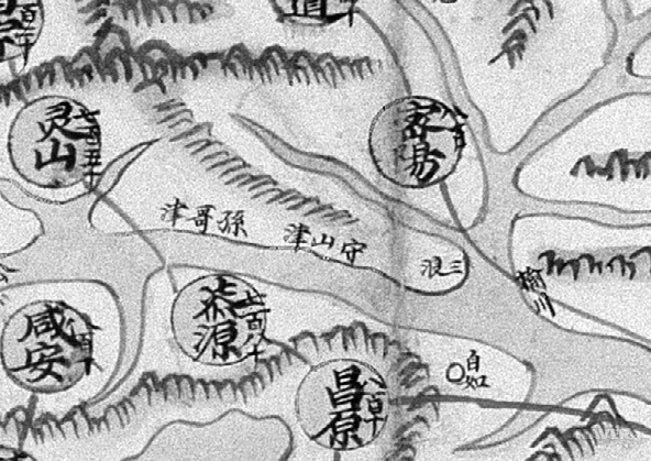 수산나루 - 『동국여도』(영남)의 수산나루(수산진) 일대
