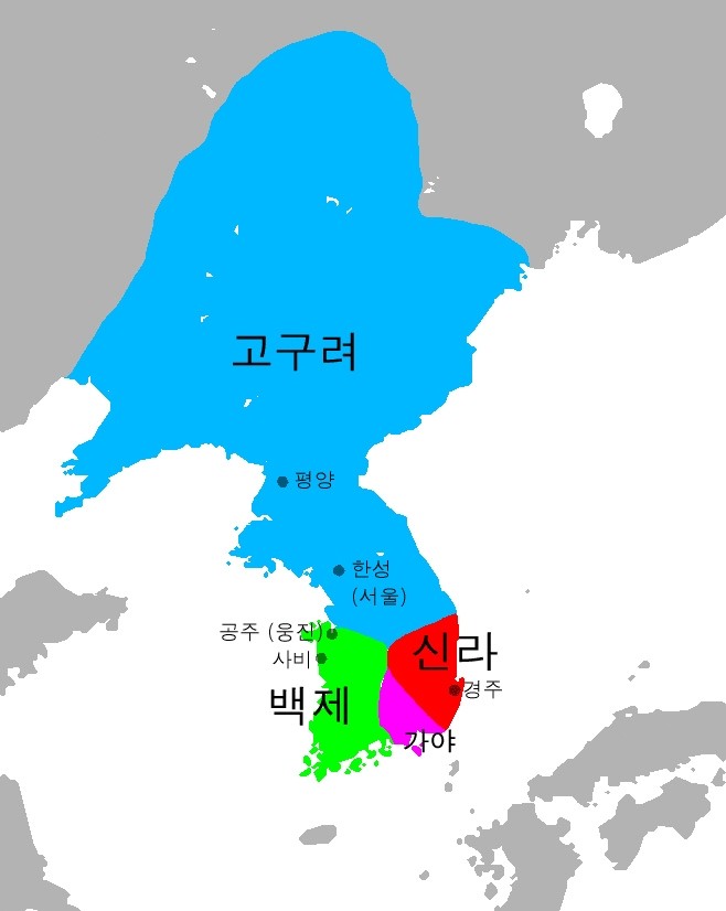 한국사 - 5세기 말의 삼국시대 지도