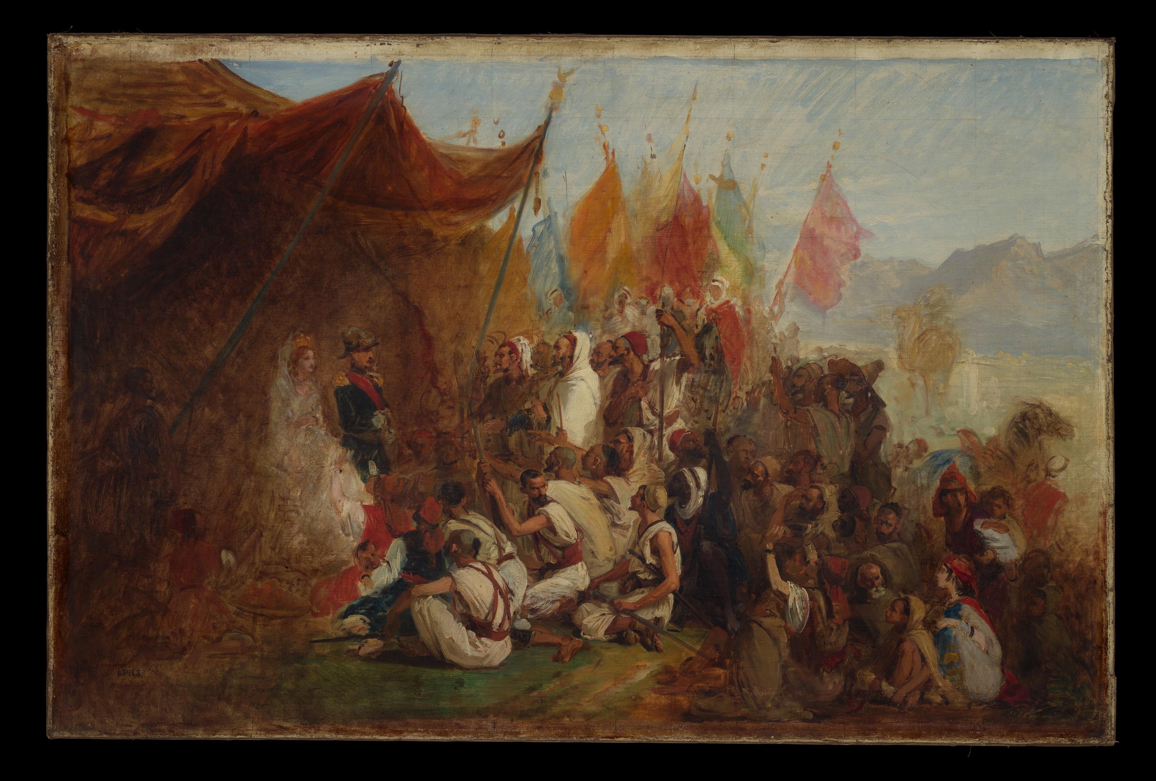 1860년 9월 18일 알제 커바일 지도자들의 나폴레옹 3세 황제와 외제니아 황후의 영접을 그린 스케치 - 이지도르 알렉상드르 오귀스탱 필스