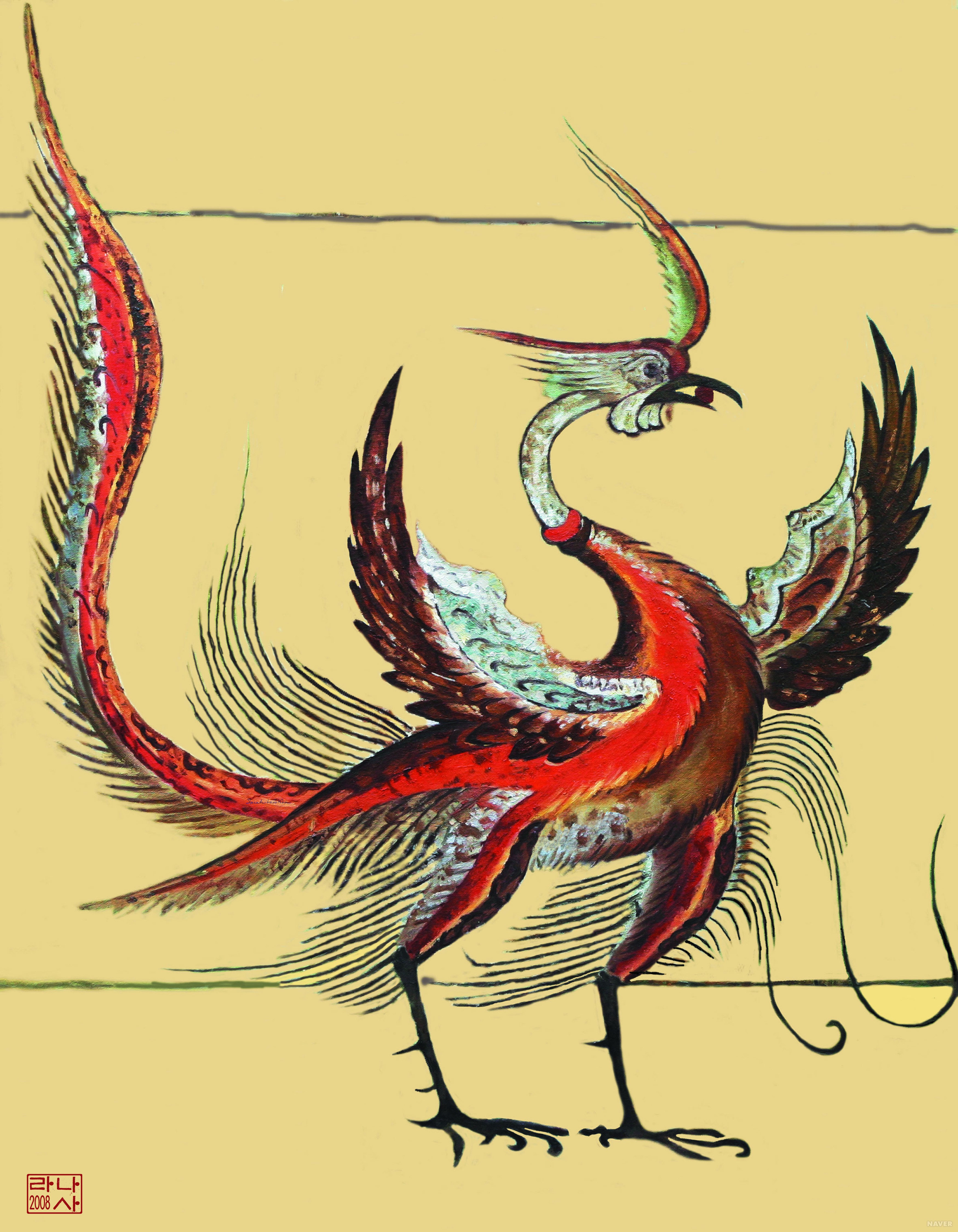 강서 중무덤 - 주작(왼쪽)(朱雀(左), Red Bird(Left))