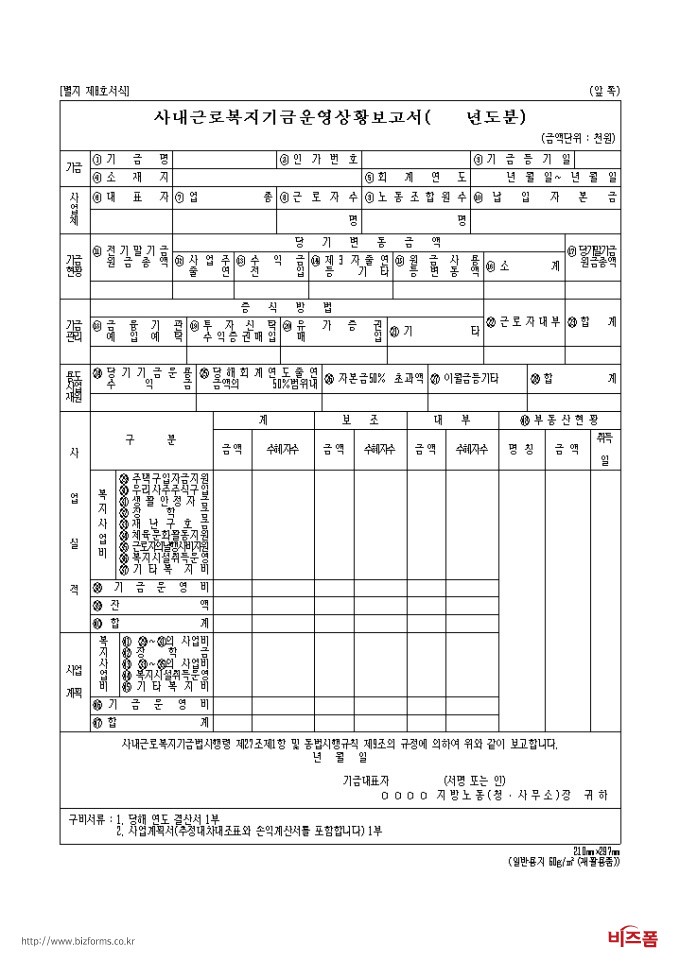 사내근로복지기금운영상황보고서
