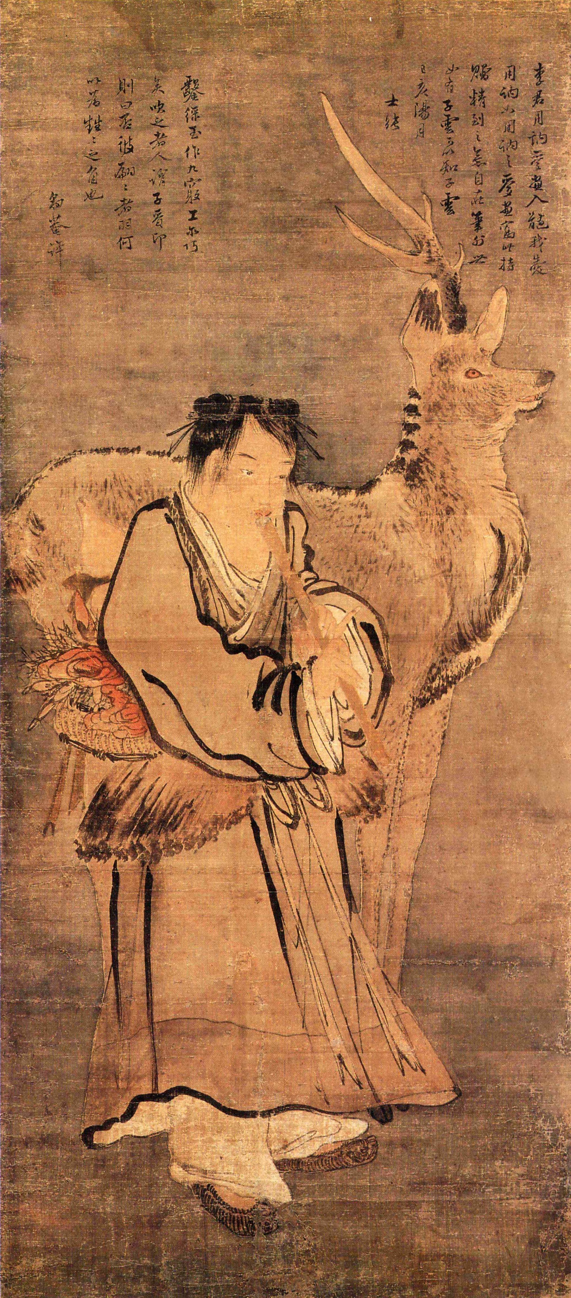 퉁소의 역사 - 김홍도의 <선동취적도>