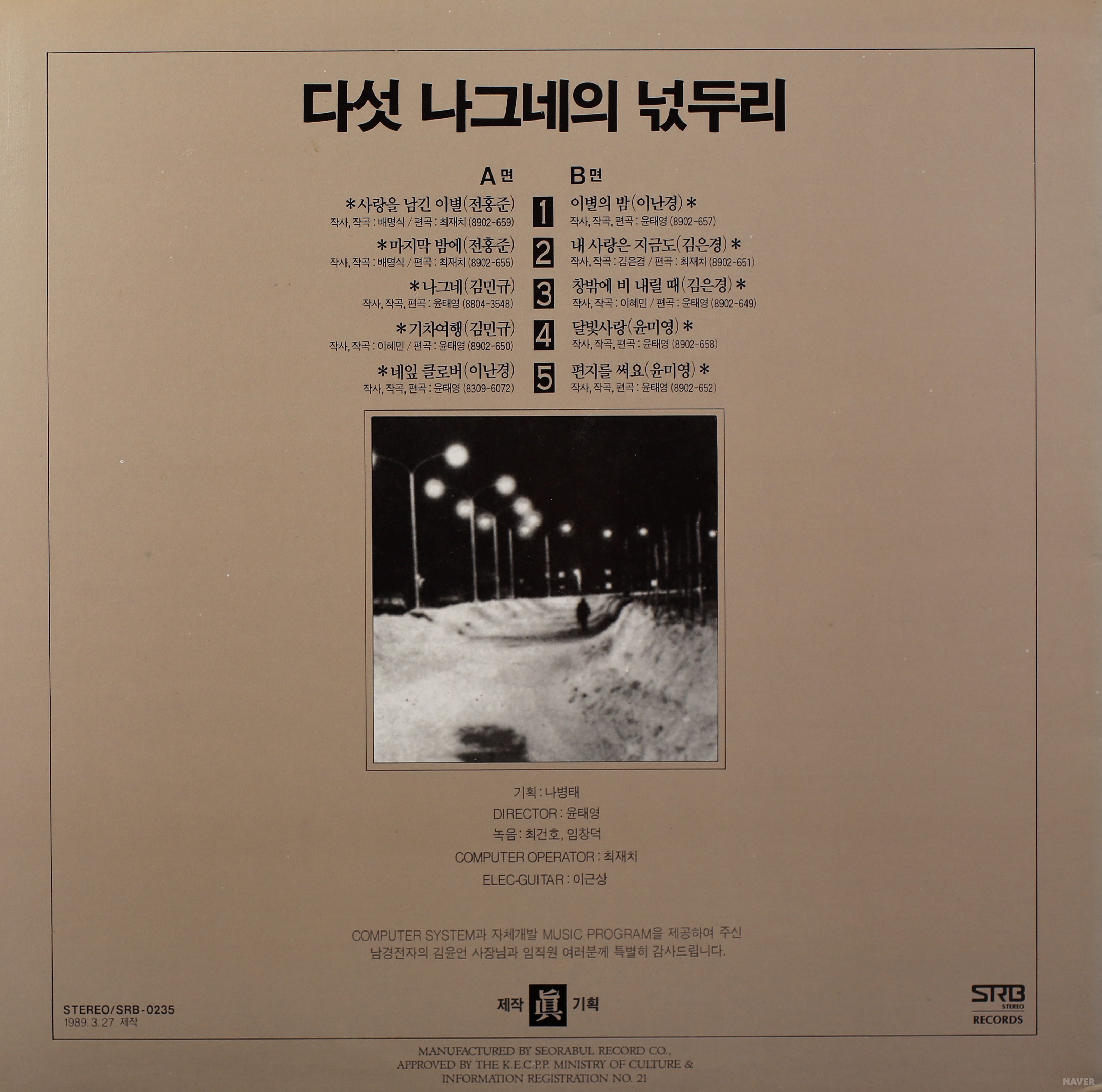 다섯 나그네의 넋두리 / My Name Is Stranger - 다섯 나그네의 넋두리 / My Name Is Stranger 앨범 뒷면
