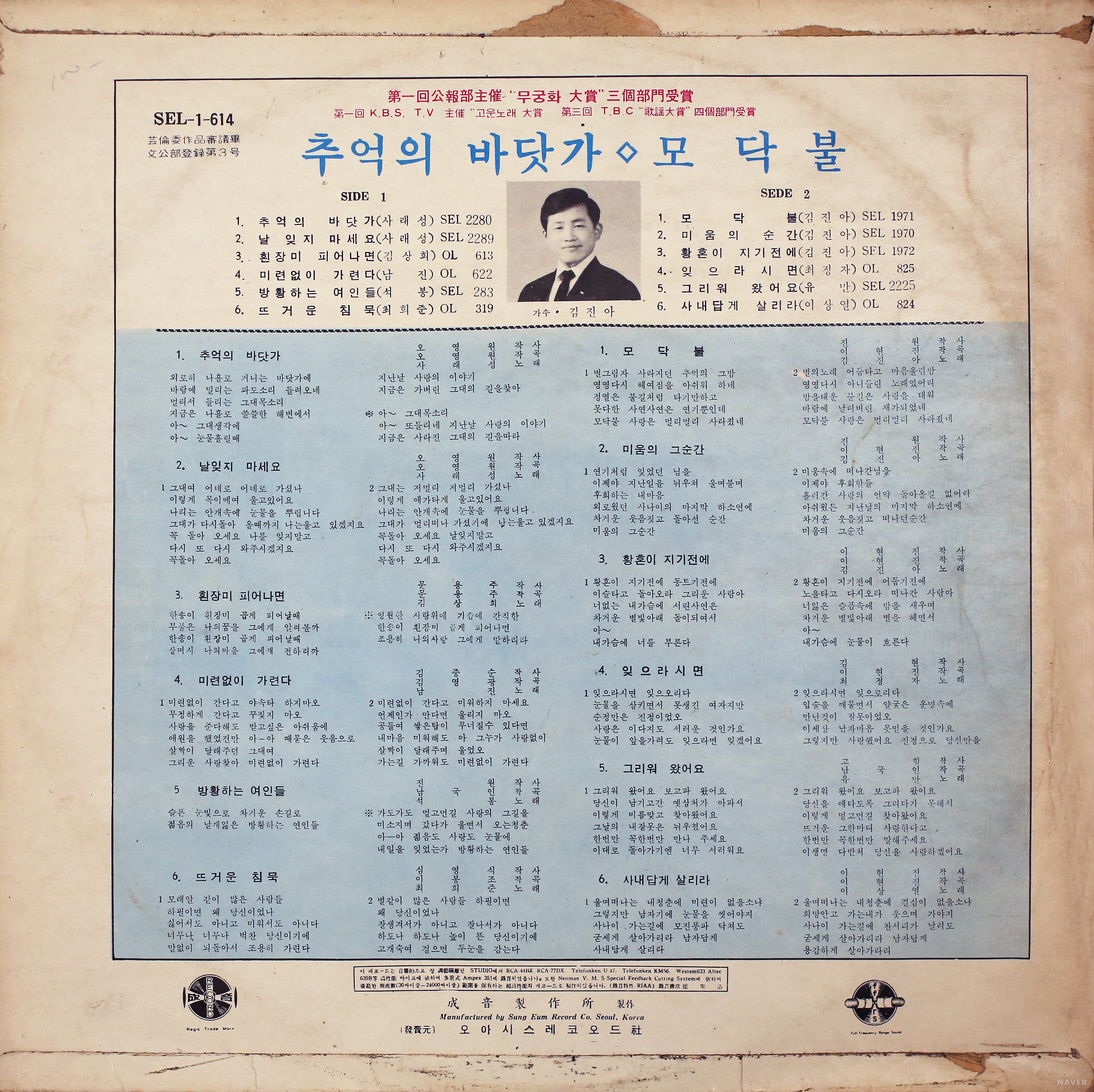 추억의 바닷가 / 모닥불 - 추억의 바닷가 / 모닥불 앨범 뒷면