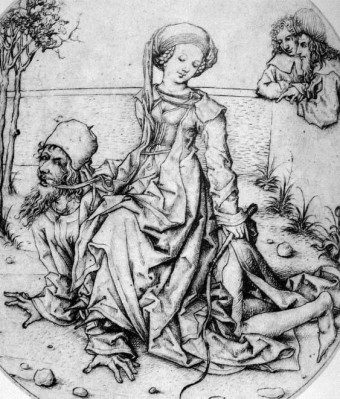 '아리스토텔레스와 필리스'. 《Master of the Housebook》, 네덜란드, 1485년 경.