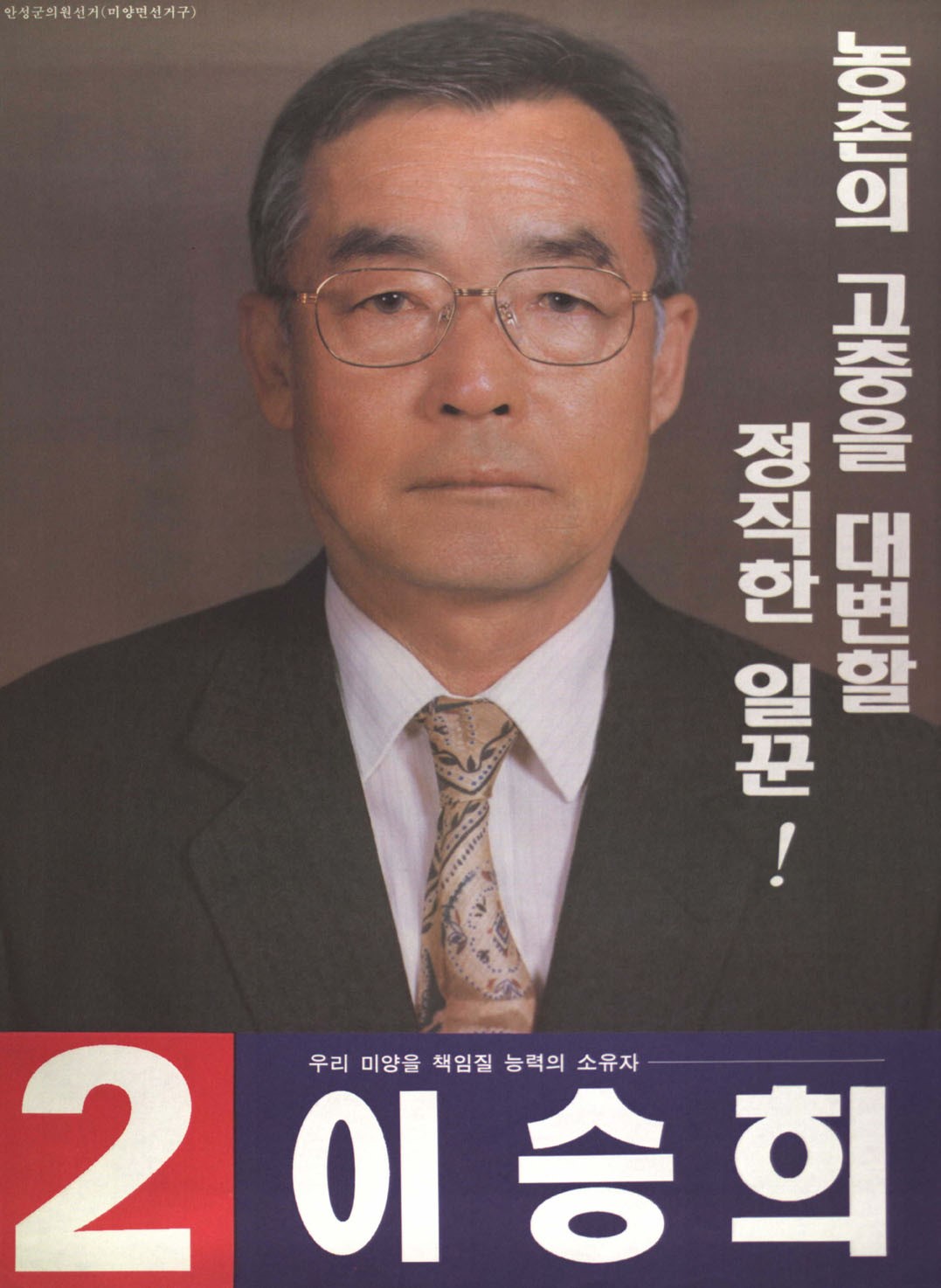 1995 전국동시지방선거 경기 안성군 기초의원 이승희 선거벽보 - 1995 전국동시지방선거 경기 기초의원 이승희 선전벽보