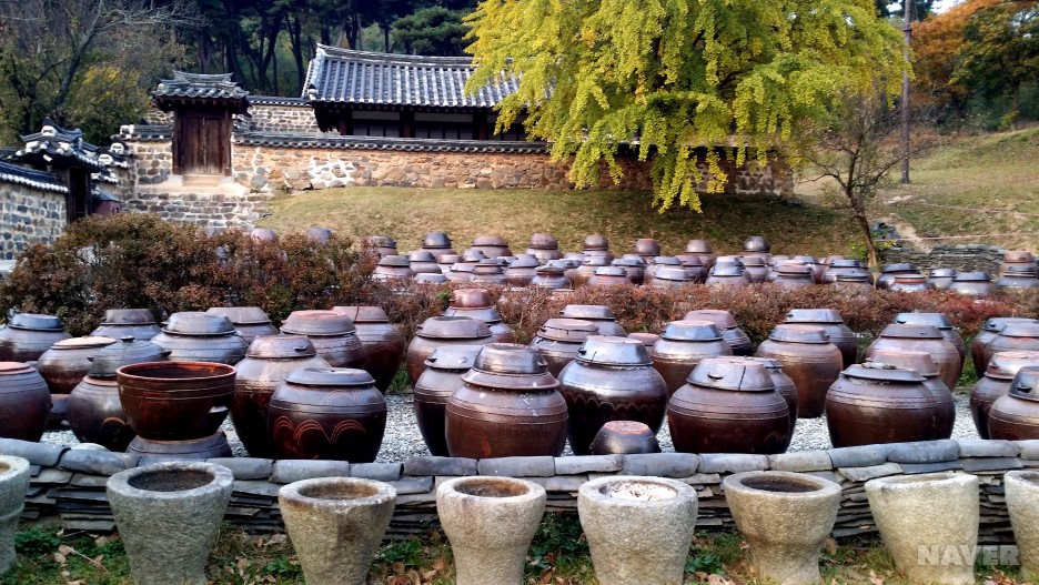 명재 고택의 장독대