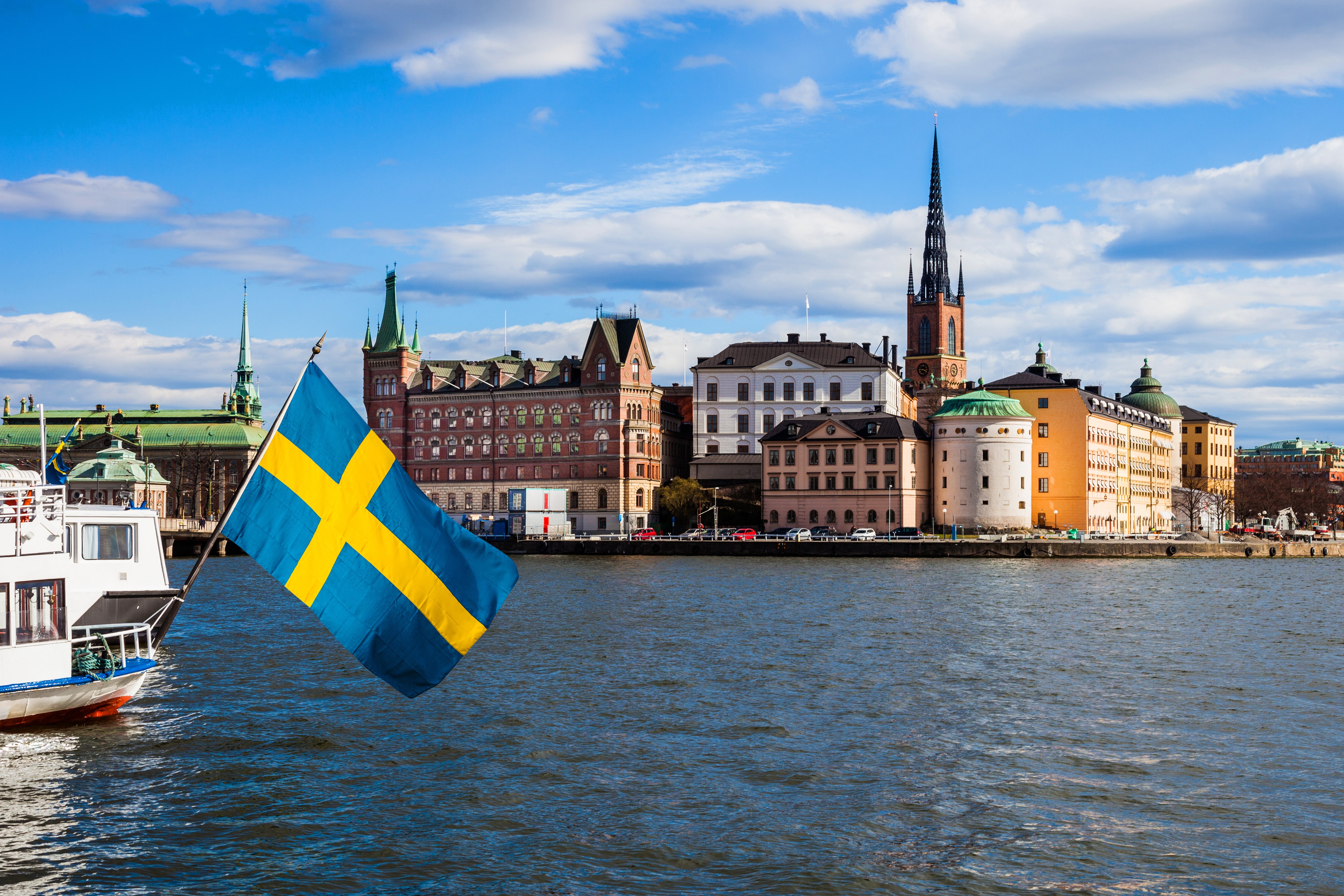 스톡홀름 - 스웨덴 스톡홀름 Stockholm, Sweden. Scenic view of the old town and church